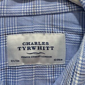 Charles Tyrwhitt Blue/White Plaid Men's Button Down Shirt. 16.5/33